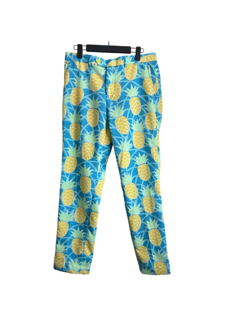 OppoSuits Mens Pineapple Print Suit Size 38 Shineapple Blue Novelty Tropical Set
